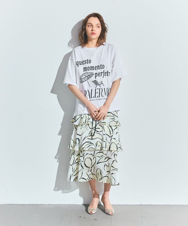 GRACE CONTINENTAL リゾートビーチTシャツ ホワイト