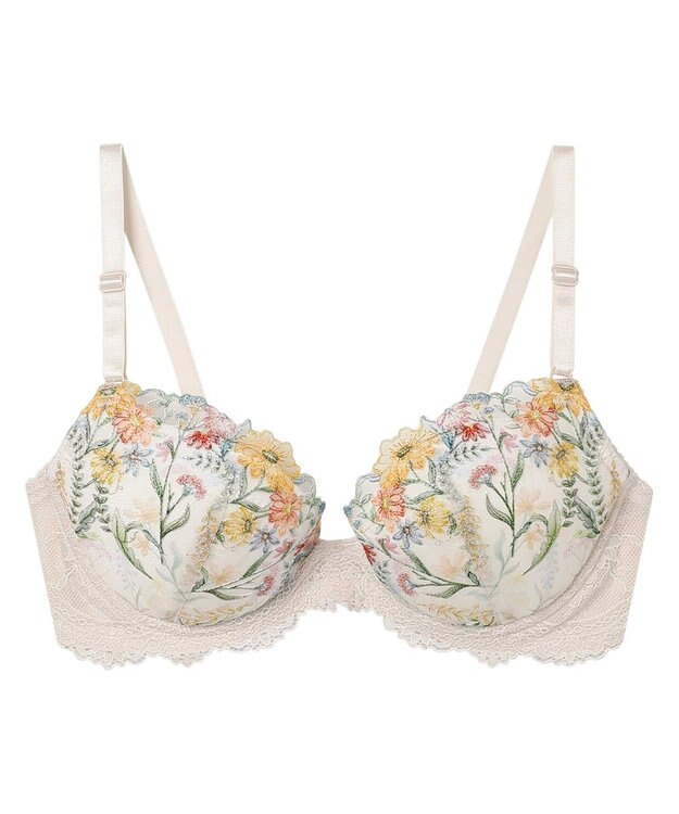 une nana cool バックスタイルまでかわいい Steppe Flower ワイヤーブラ ライトベージュ