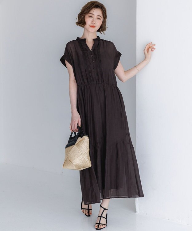23区 S 【先行予約/WEB&一部店舗限定】シアーワッシャー レース ワンピース ダークブラウン系