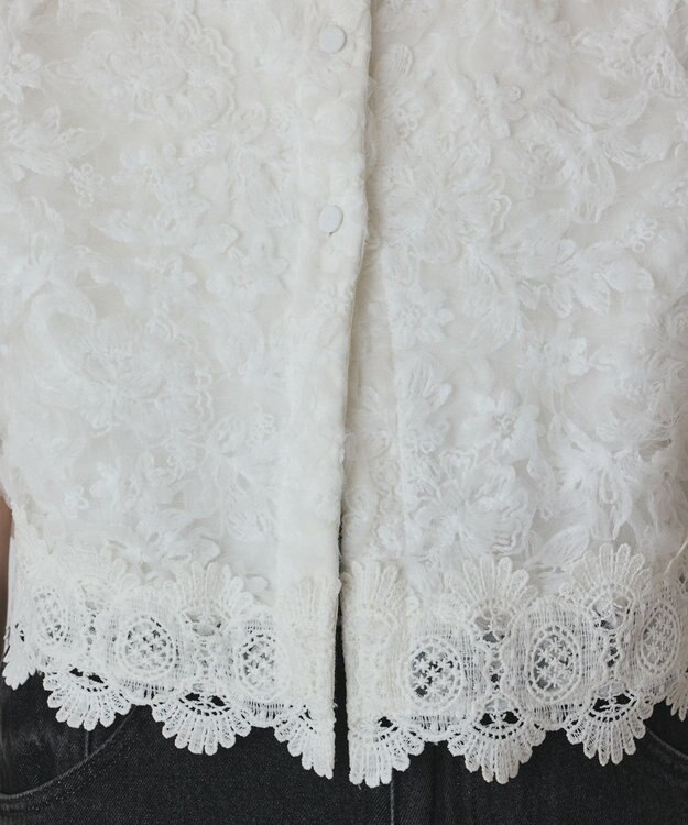 GRACE CONTINENTAL フラワー刺繍ニットカーディガン ホワイト