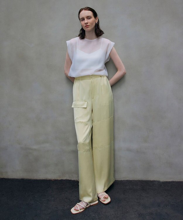 NAVE 【Nave・洗える/シアー素材】シアーリンクル ノースリーブブラウス ホワイト系