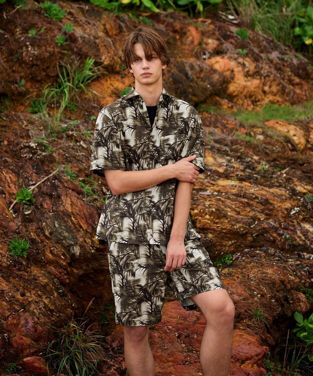 JOSEPH ABBOUD MOUNTAIN 【イタリア素材/軽量/撥水/ストレッチ】X-WAVEヤシパターン シャツ カーキ系6