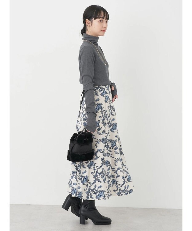 earth music&ecology ＴＲウールブレンドタートルネックプルオーバー Dark Gray