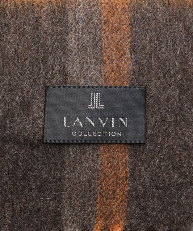 AURORA 【 LANVIN COLLECTION（ランバン コレクション） 】カシミヤ100％チェックマフラー(WASH) オレンジ