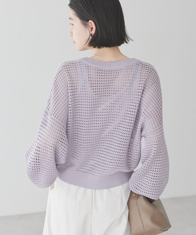 AMERICAN HOLIC ジップアップメッシュニットカーディガン Light Purple