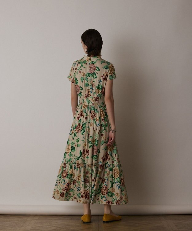 GRACE CONTINENTAL アンティークフラワープリントワンピース ベージュ