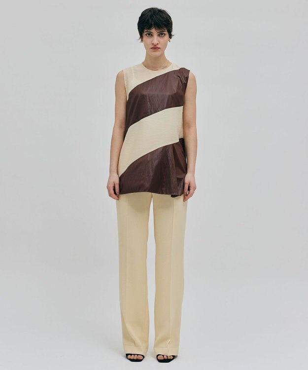 BEIGE， 【洗える】TOURRAQUE / Aラインブラウス Cream×Bordeaux