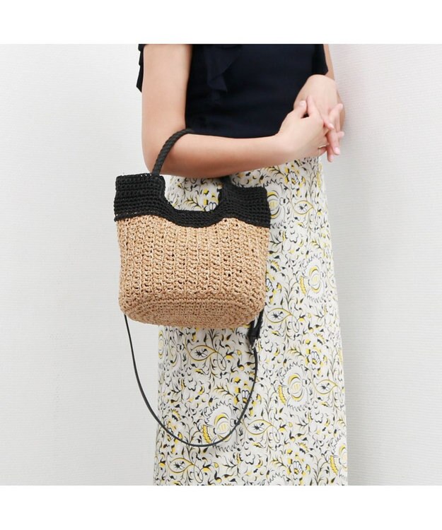 UNBILLION カシュカシュ cachecache / 切り替え編みクロッシェ2wayミニトート ブラック