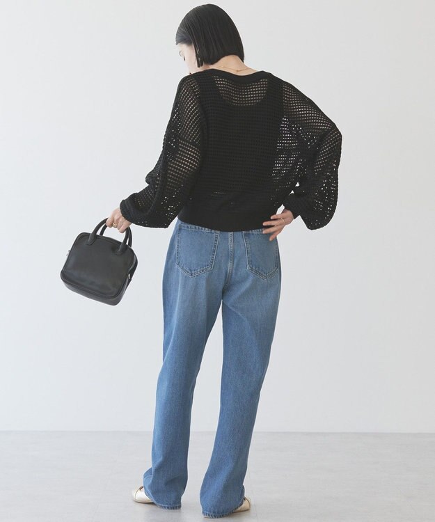 AMERICAN HOLIC ジップアップメッシュニットカーディガン Black