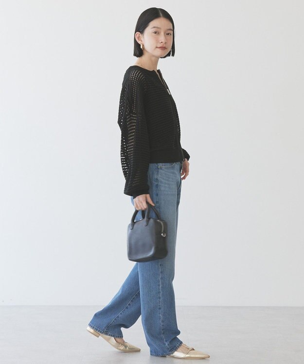 AMERICAN HOLIC ジップアップメッシュニットカーディガン Black