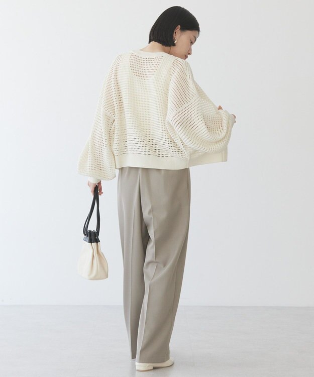 AMERICAN HOLIC ジップアップメッシュニットカーディガン Ivory