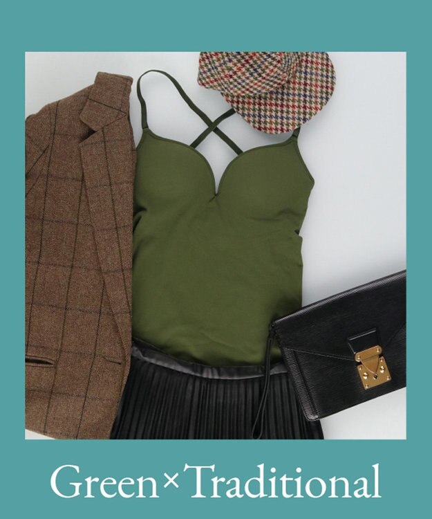 WACOAL 【GOCOCi ゴコチ】 カップ付きインナー ぴったりフィット ズレにくい 洗濯機洗い可能(ネット使用) ブラキャミソール ブラトップ レディース ノンワイヤー UGG122 /ワコール グリーン