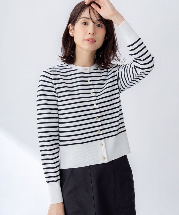 組曲 フラワーメタル ニット カーディガン オフボーダー