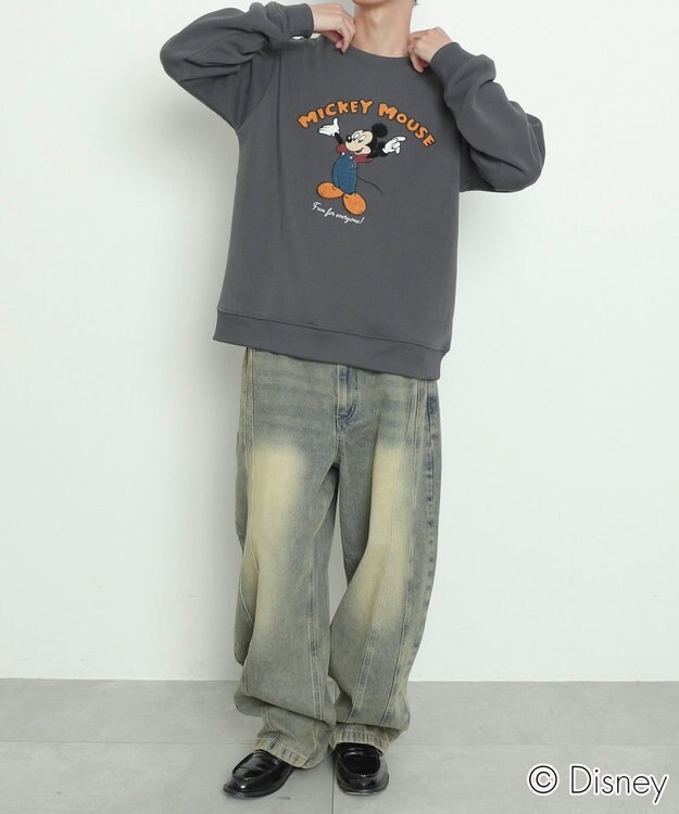 WEGO MICKEYサガラ刺繍スウェット スミクロ