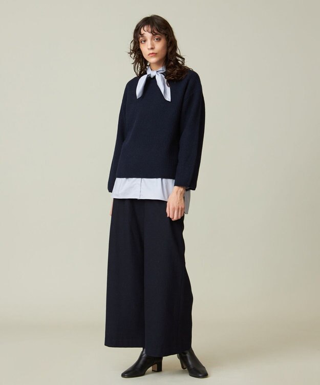 J.PRESS YORK STREET 【WOMEN】ウールカシミヤ ボトルネックショートニット ネイビー系