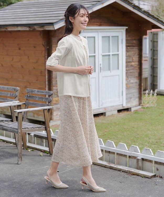 Tiaclasse 【新色追加】花柄フレンチスリーブワンピース アイボリー