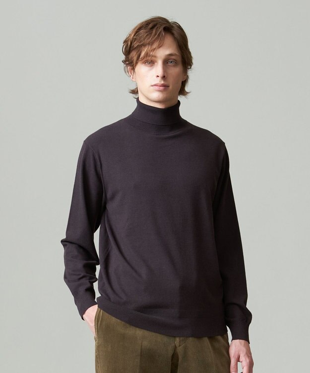 J.PRESS MEN 【ストレッチ性 / イージーケア】【FLEX YARN】タートルネックニット ブラウン系