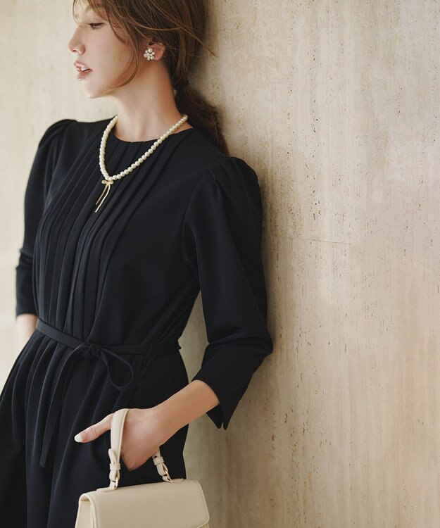 組曲 【KUMIKYOKU NAVY】フロントタックドレス ネイビー系