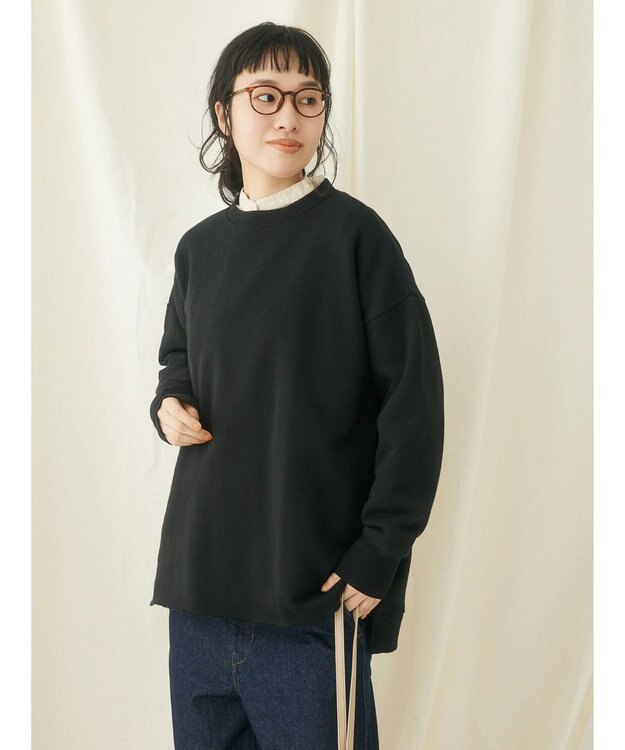 CRAFT STANDARD BOUTIQUE 裏起毛クルーネックチュニック Black