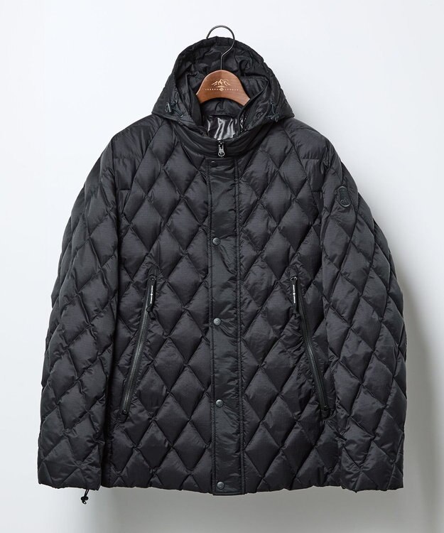 JOSEPH ABBOUD MOUNTAIN 【軽量/撥水】 フーデットキルティング ダウンブルゾン ネイビー系