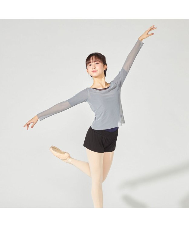 Chacott チュールトップ アッシュグレー