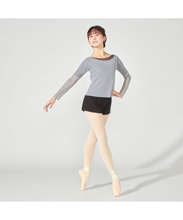 Chacott チュールトップ アッシュグレー