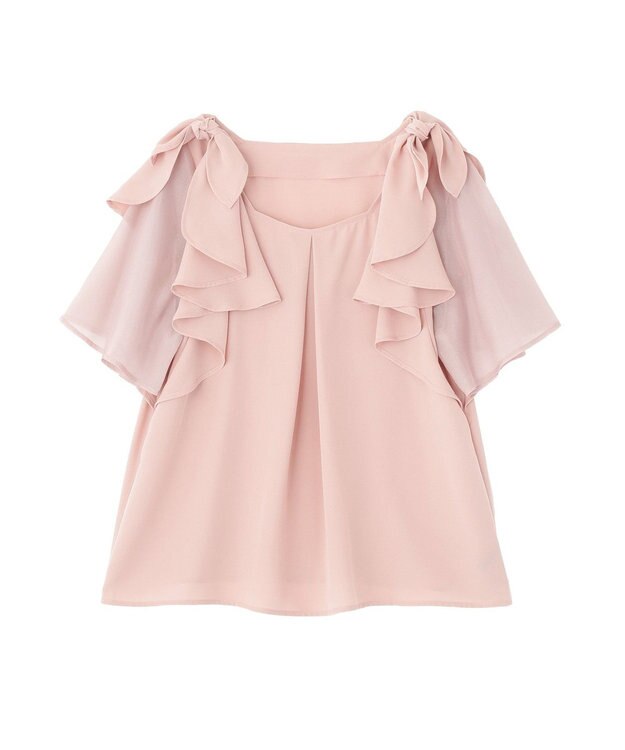 YECCA VECCA リボンスリーブブラウス Pink