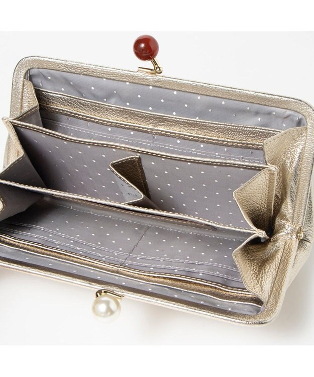 UNBILLION ペルケ perche / アクリル玉がま口長財布 ゴールド