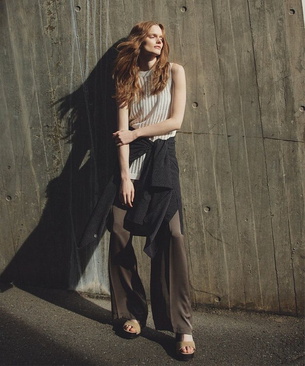 uncrave ライトダブルサテン ワイドパンツ トープ