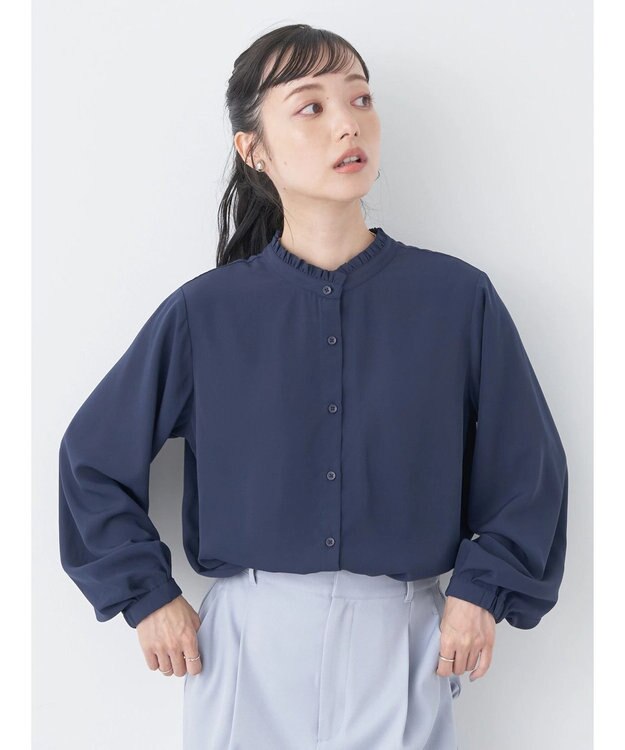 earth music&ecology ２ＷＡＹフリルブラウス Navy