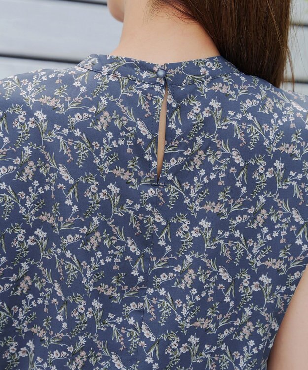 Tiaclasse 【新色追加】花柄フレンチスリーブワンピース ブルー