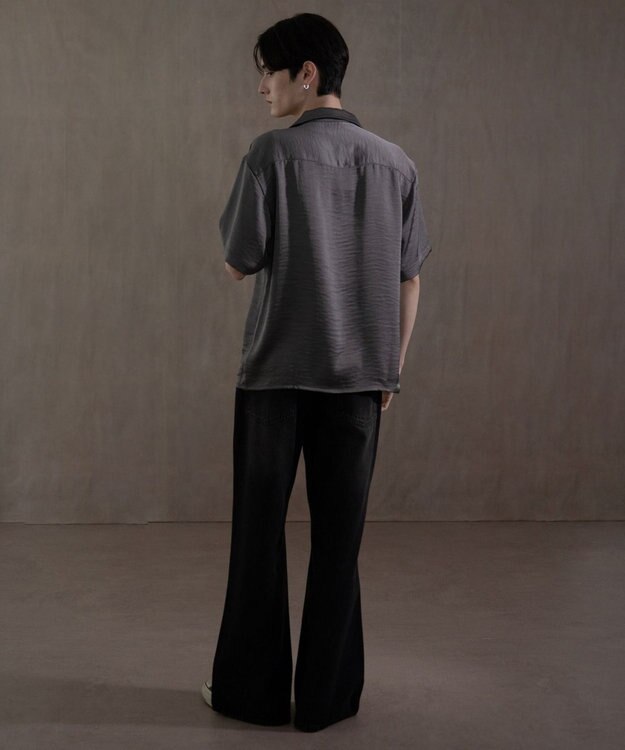 WEGO サテン刺繍シャツ（SS） ダークグレー