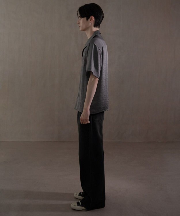 WEGO サテン刺繍シャツ（SS） ダークグレー