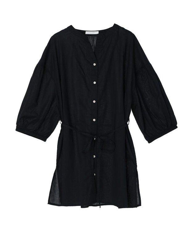 Green Parks スキッパーボリュームブラウスチュニック Black