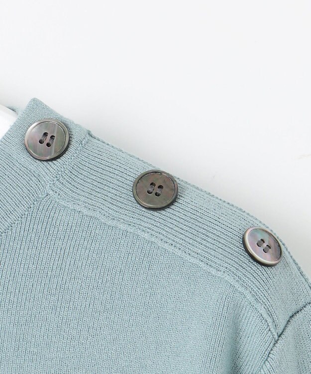 J.PRESS LADIES L 【洗える】RAYON STRETCH BORDER ボートネック ニット スカイブルー系1