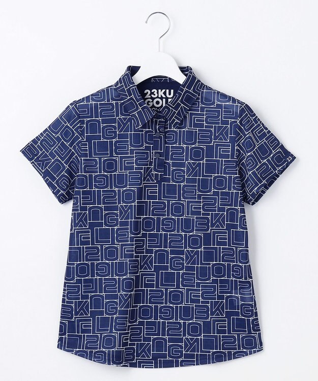 23区GOLF 盛夏対応のマルチ機能【接触冷感・UVケア・吸水速乾】【WOMEN】総ロゴ カノコシャツ ネイビー系5