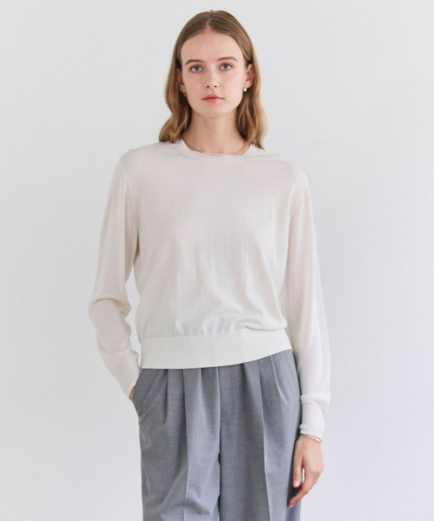 BEIGE， JULIE / コットンシルク 異素材プルオーバーニット Ecru