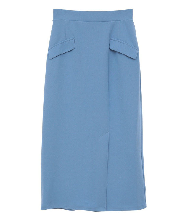 Green Parks きれいシルエット　フラップ付きナロースカート Sax