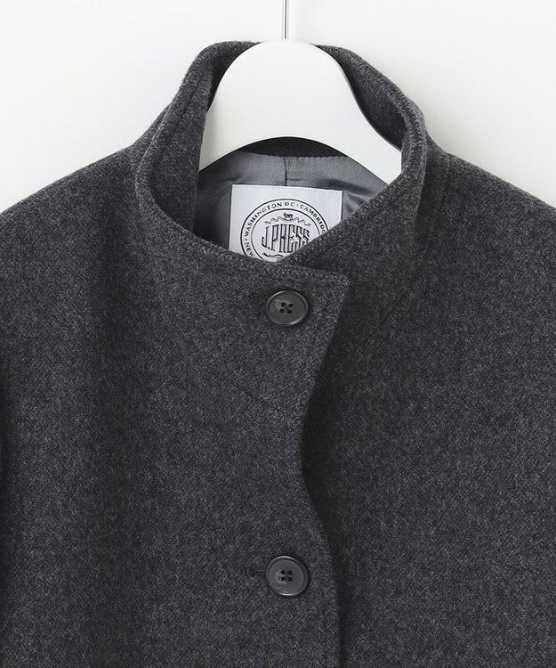 J.PRESS LADIES L ショートビーバー スタンドカラー コート グレー系