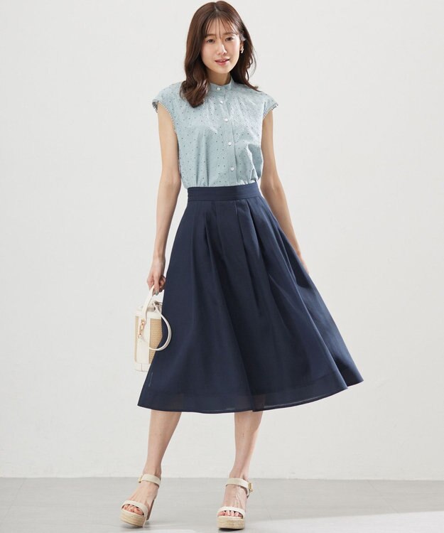 組曲 S カラーボイル フレアスカート ネイビー系