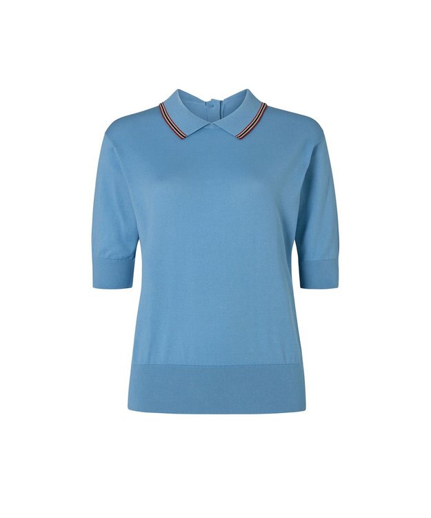 DAKS John Smedley for DAKS ハウスストライプ襟付きトップス シーグラス