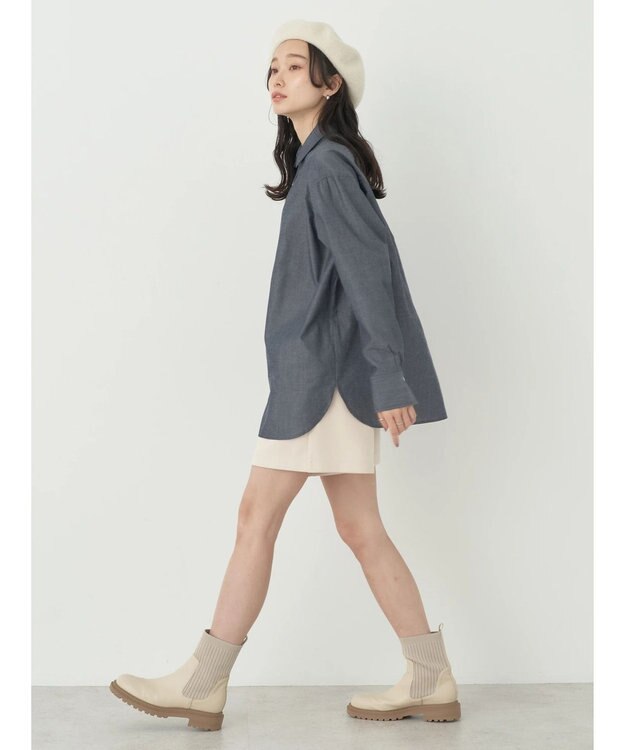 earth music&ecology レギュラーカラーシャツ Blue