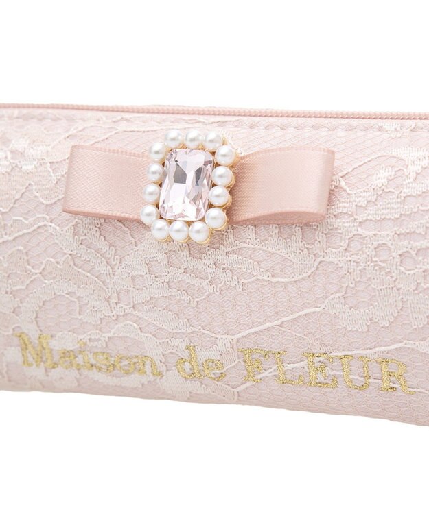 Maison de FLEUR レースサテンパールビジューロングポーチ Light Pink