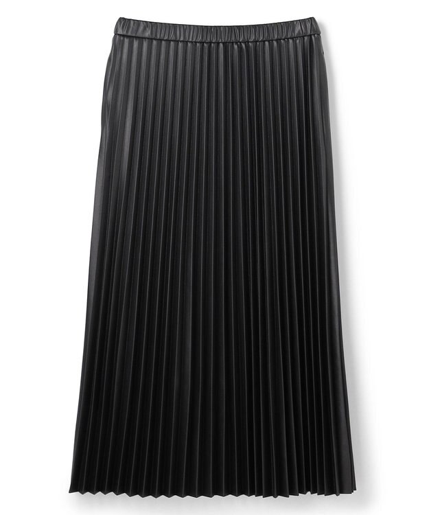 UNFILO 【野呂佳代さん着用】フェイクレザー プリーツスカート ブラック