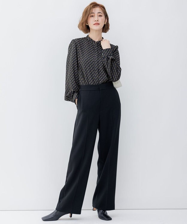 23区 【洗える】ストレッチダブルクロス サスペンダーパンツ ブラック系