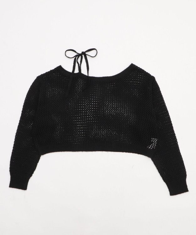 WEGO モヘアタッチ2WAYワンショルニット ブラック