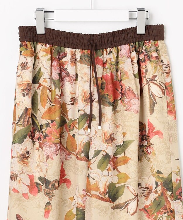 自由区 ボタニカルプリントドロスト パンツ ライトベージュ系