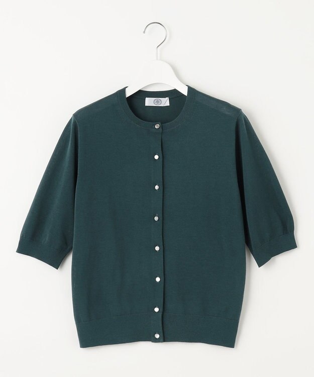 J.PRESS LADIES 【WEB限定カラーあり・洗える・抗菌防臭】コットンアセテート カーディガン ダークグリーン系