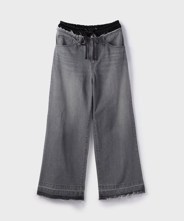 GRACE CONTINENTAL コンビデニムイージーパンツ グレー