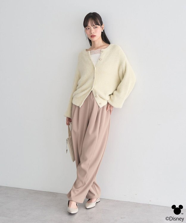 earth music&ecology 【予約】Disney/ポイントミッキーラメシャギーカーデ アイボリー